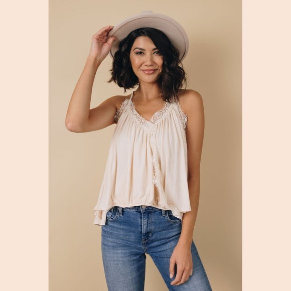 Drape Wrap Camisole Tank Top Beige Cream - Picture 2 of 12